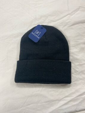 George Black Fold-Over Knit Hat with Branded Tag
